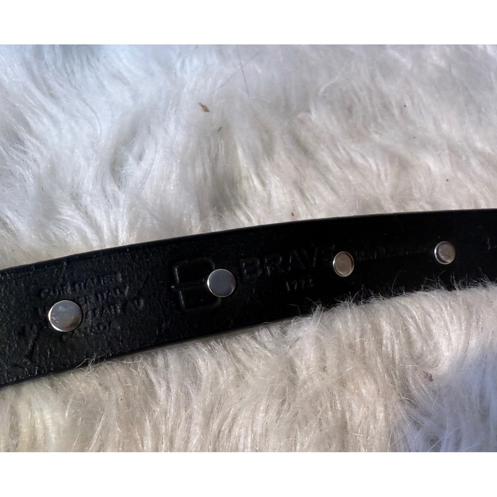 Brave Leather Black Studded Concho Belt Italian Leather Silver Buckle Size 32 - Picture 6 of 6